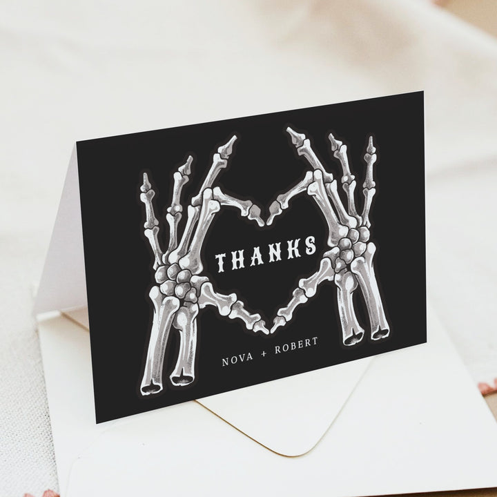 NOVA Little Boo Goth Skeleton Baby Shower Personalized Thank You Cards