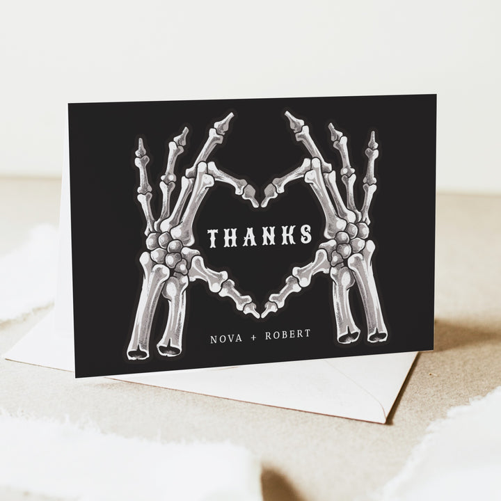 NOVA Little Boo Goth Skeleton Baby Shower Personalized Thank You Cards