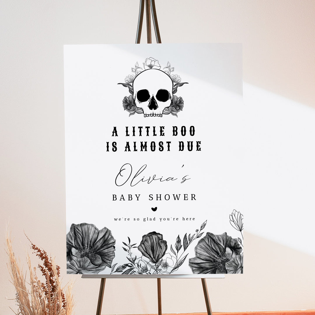 NOVA Little Boo Goth Skull Baby Shower Welcome Sign