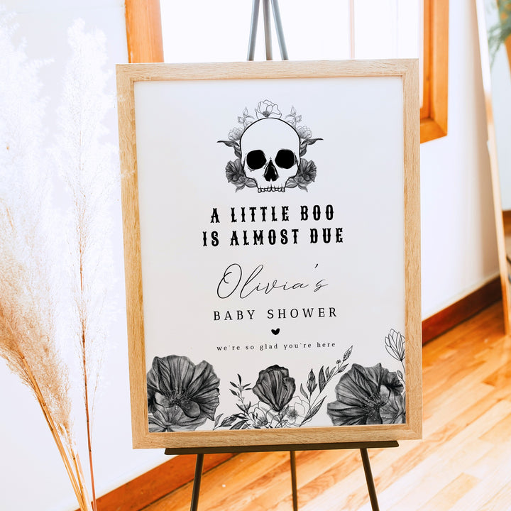 NOVA Little Boo Goth Skull Baby Shower Welcome Sign