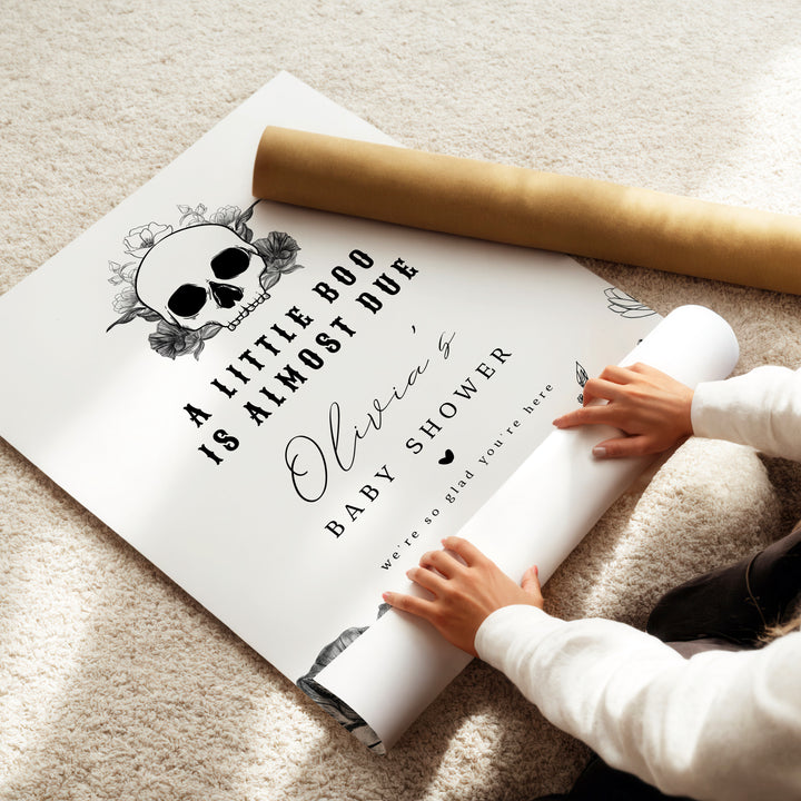 NOVA Little Boo Goth Skull Baby Shower Welcome Sign