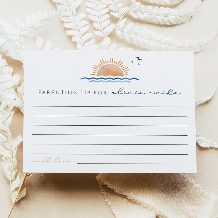 OCEANSIDE Sunset Beach Baby Shower Advice Cards