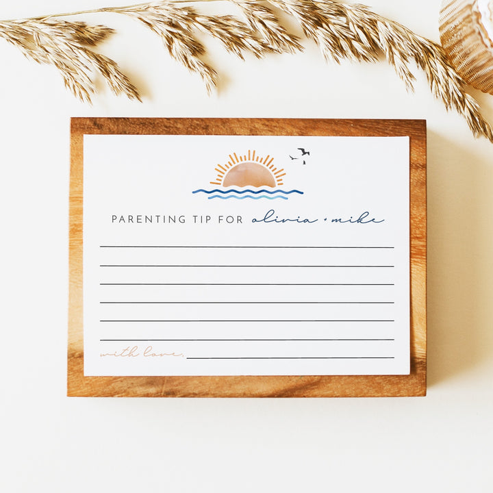 OCEANSIDE Sunset Beach Baby Shower Advice Cards