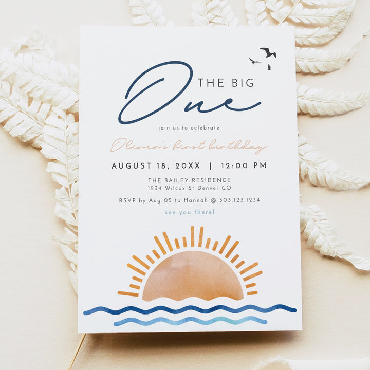 OCEANSIDE The Big One Coastal First Birthday Party Invitation
