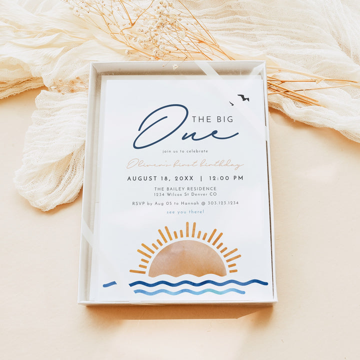 OCEANSIDE The Big One Coastal First Birthday Party Invitation
