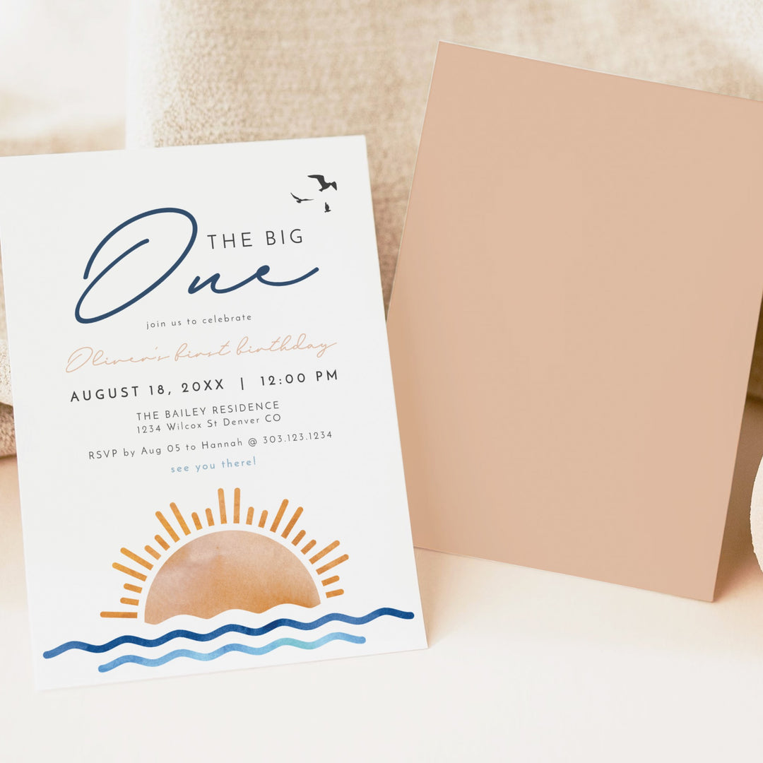 OCEANSIDE The Big One Coastal First Birthday Party Invitation