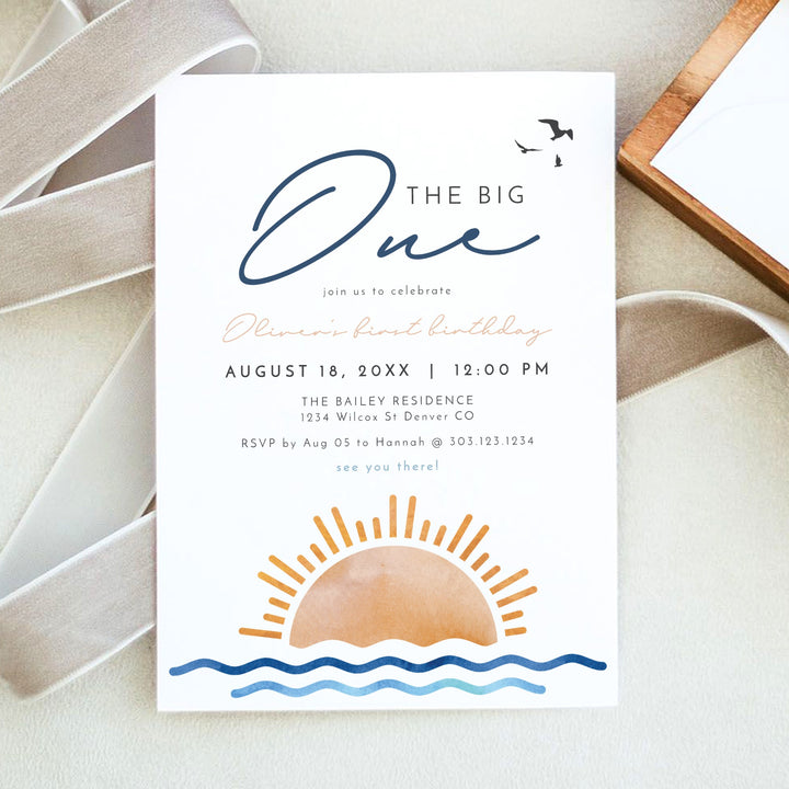 OCEANSIDE The Big One Coastal First Birthday Party Invitation