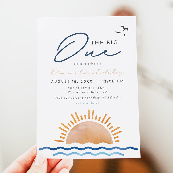 OCEANSIDE The Big One Coastal First Birthday Party Invitation