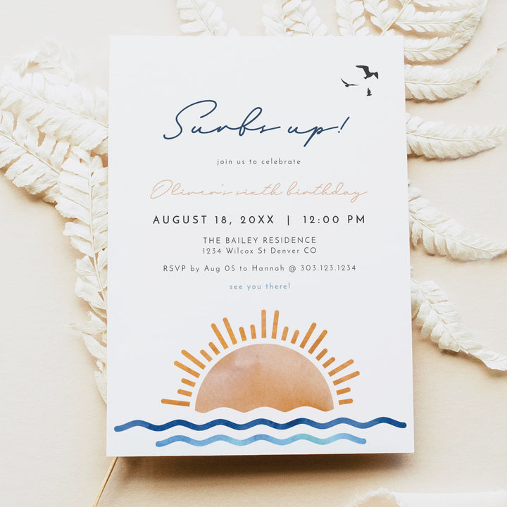 OCEANSIDE Surfs Up Birthday Party  Invitation