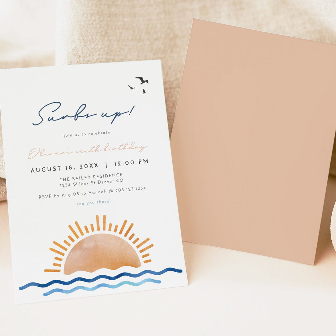 OCEANSIDE Surfs Up Birthday Party  Invitation