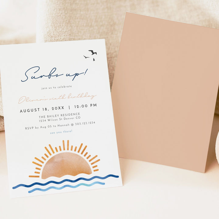 OCEANSIDE Surfs Up Birthday Party  Invitation