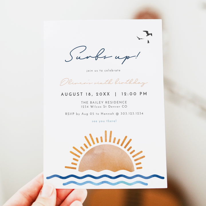 OCEANSIDE Surfs Up Birthday Party  Invitation