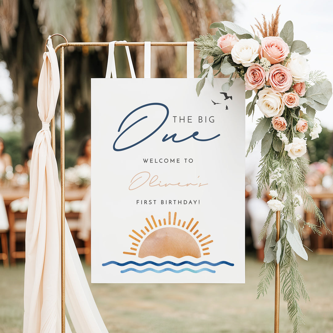 OCEANSIDE The Big One Sunset First Birthday Party Welcome Sign