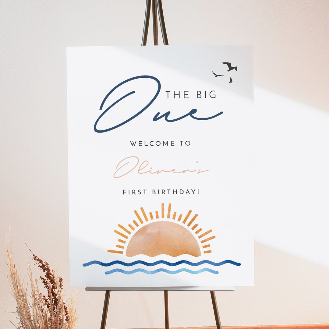 OCEANSIDE The Big One Sunset First Birthday Party Welcome Sign