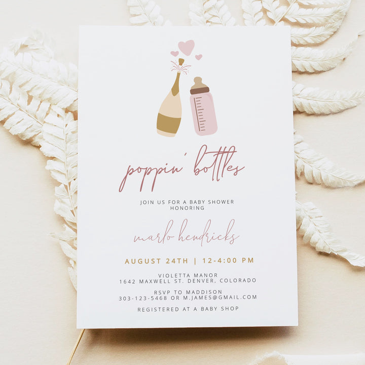 ANDI Poppin' BottleS Blush Champagne Bottle Baby Shower Invitation Bundle