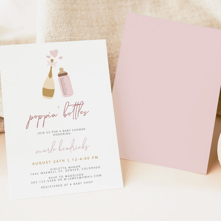 ANDI Poppin' BottleS Blush Champagne Bottle Baby Shower Invitation Bundle