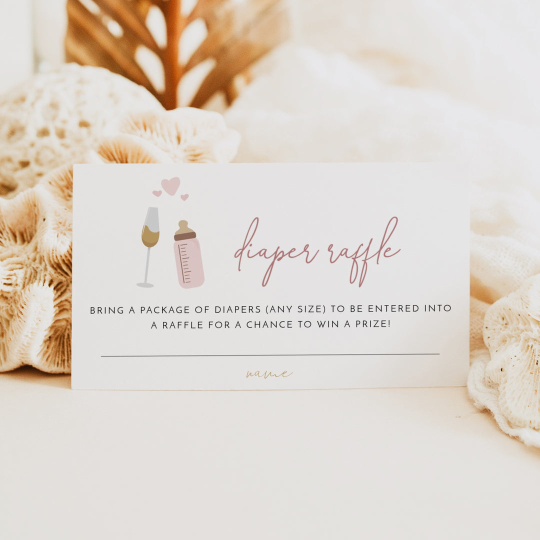 ANDI Poppin' Bottles Blush Baby Shower Diaper Raffle Tickets