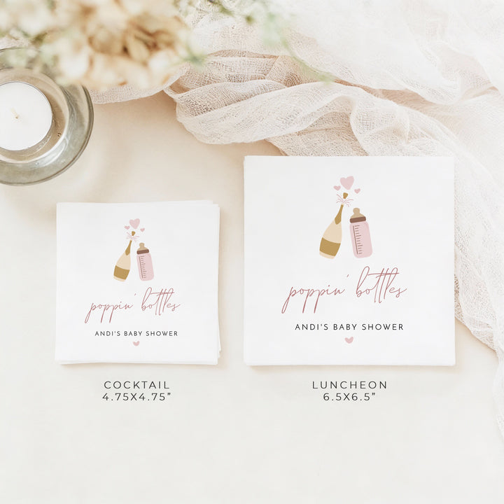 ANDI Personalized Poppin' Bottles Blush Champagne Baby Shower Napkins