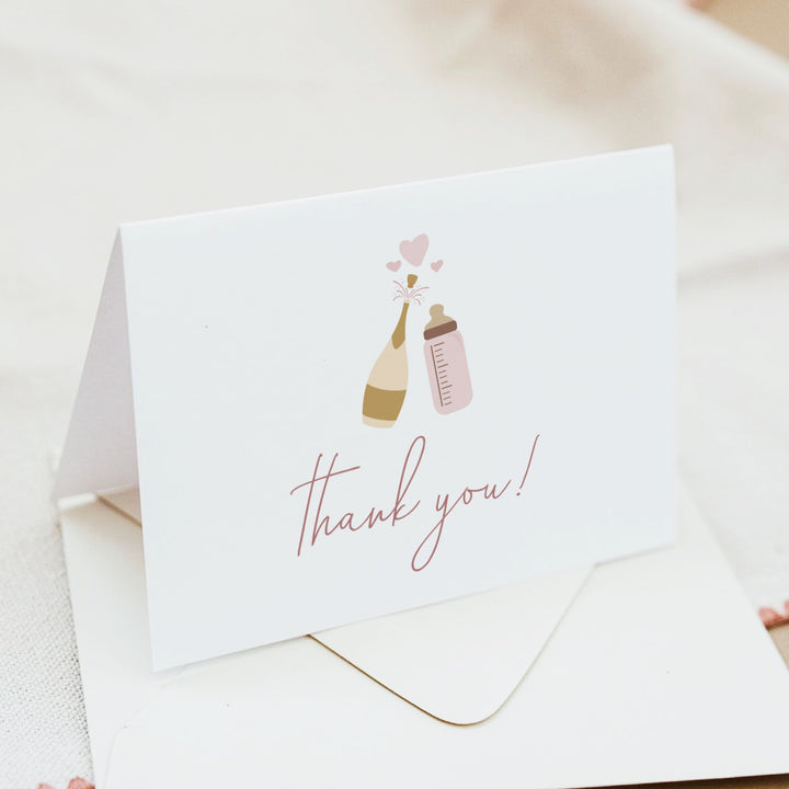 ANDI Poppin' Bottles Personalized Blush Champagne Thank You Cards