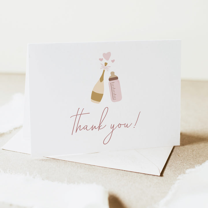 ANDI Poppin' Bottles Personalized Blush Champagne Thank You Cards