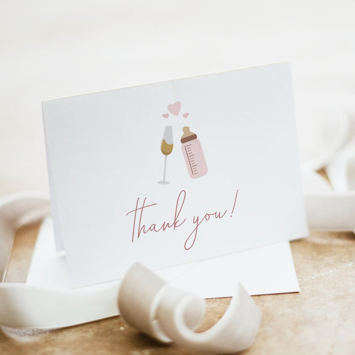 ANDI Poppin' Bottles Personalized Blush Champagne Glass Thank You Cards