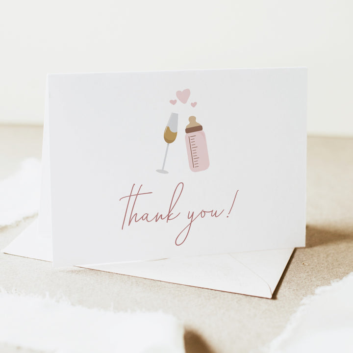 ANDI Poppin' Bottles Personalized Blush Champagne Glass Thank You Cards