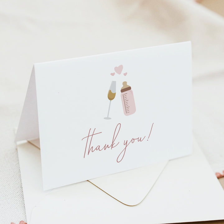 ANDI Poppin' Bottles Personalized Blush Champagne Glass Thank You Cards