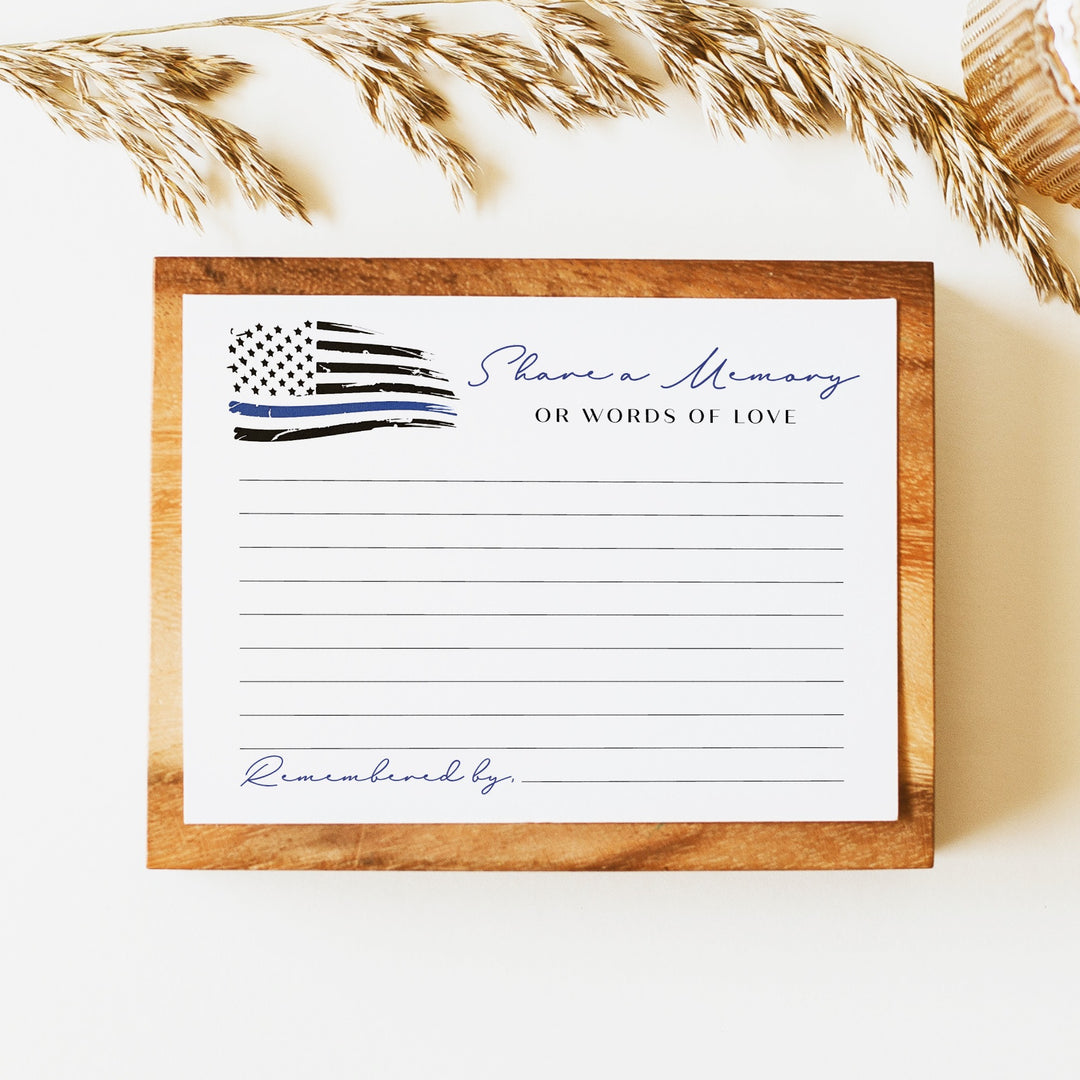 POLCE Thin Blue Line Police Officer Memorial Share A Memory Funeral Card