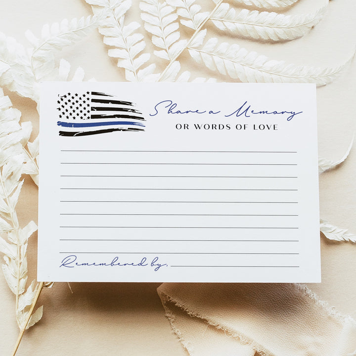 POLCE Thin Blue Line Police Officer Memorial Share A Memory Funeral Card