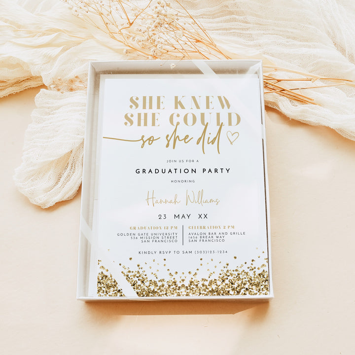 REGINA Gold Glitter Graduation Party Invitation
