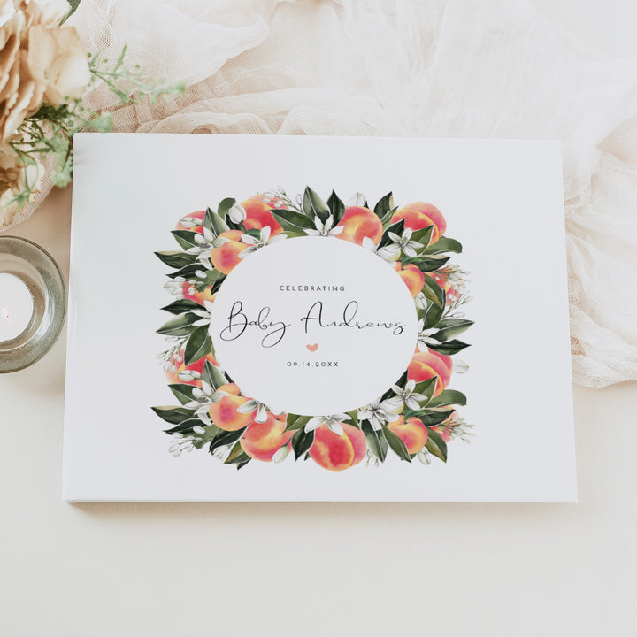 SAVANNAH Little Peach On the Way Fruit Baby Shower Guest Book
