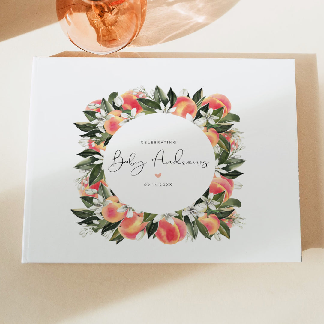 SAVANNAH Little Peach On the Way Fruit Baby Shower Guest Book