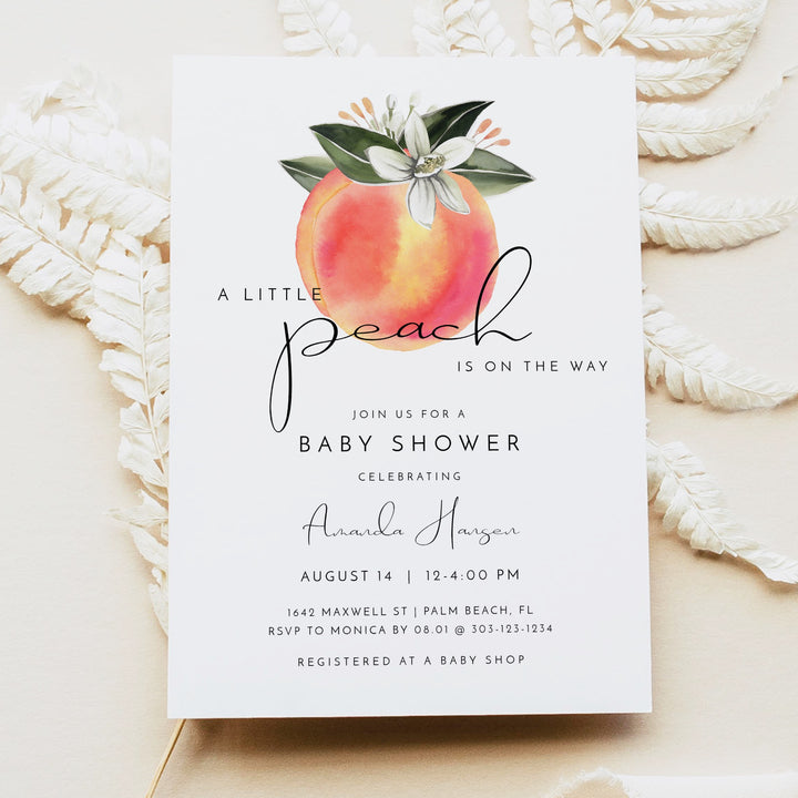 SAVANNAH A Little Peach On the Way Fruit Baby Shower Invitation