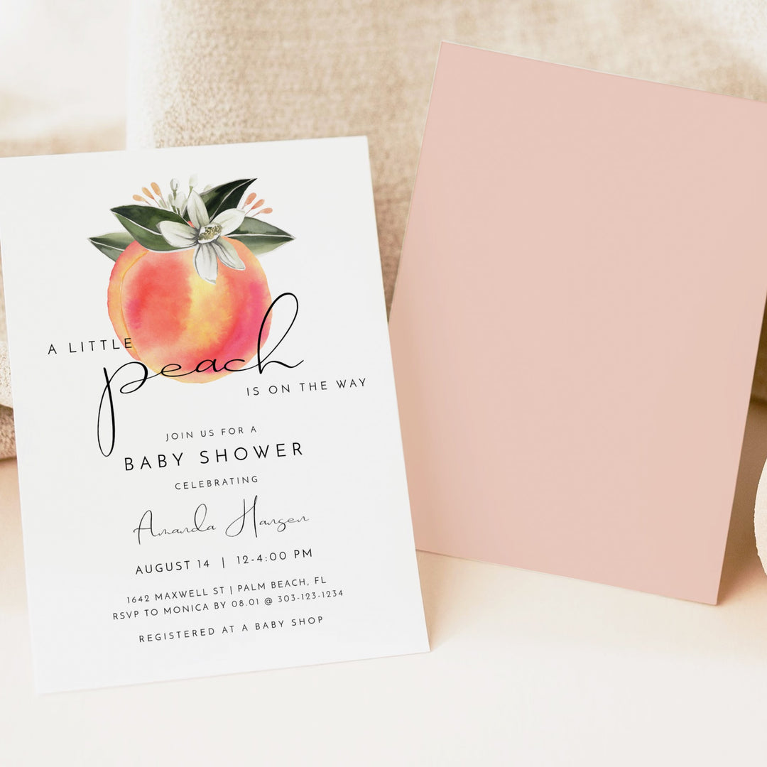 SAVANNAH A Little Peach On the Way Fruit Baby Shower Invitation