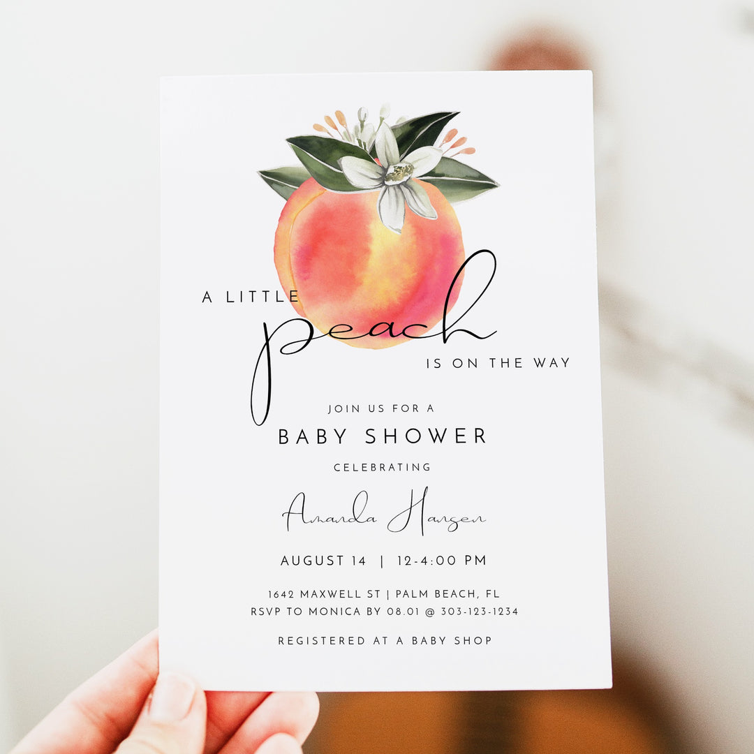 SAVANNAH A Little Peach On the Way Fruit Baby Shower Invitation