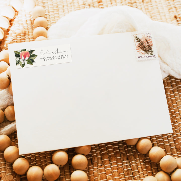 SAVANNAH Watercolor Peach Return Address Labels