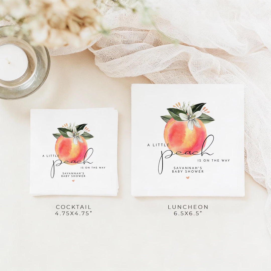 SAVANNAH A Little Peach On the Way Peach Baby Shower Napkins