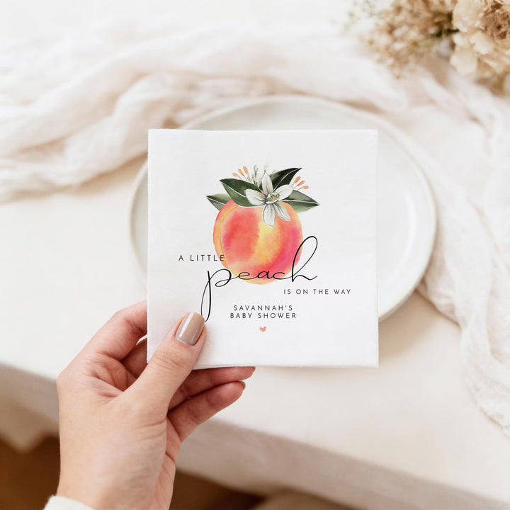 SAVANNAH A Little Peach On the Way Peach Baby Shower Napkins