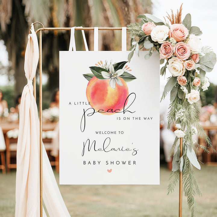 SAVANNAH A Little Peach Is On The Way Baby Shower Welcome Sign