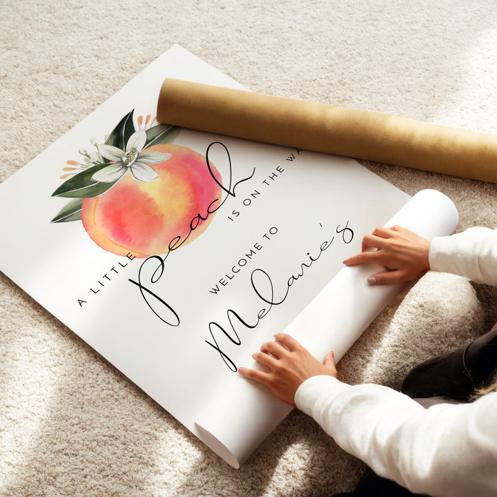 SAVANNAH A Little Peach Is On The Way Baby Shower Welcome Sign