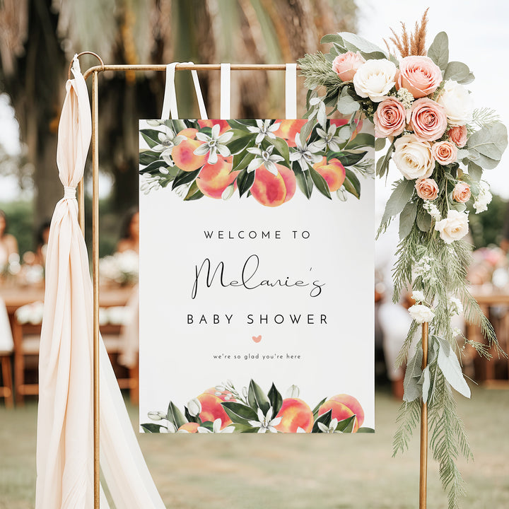 SAVANNAH Little Peach Baby Shower Welcome Sign