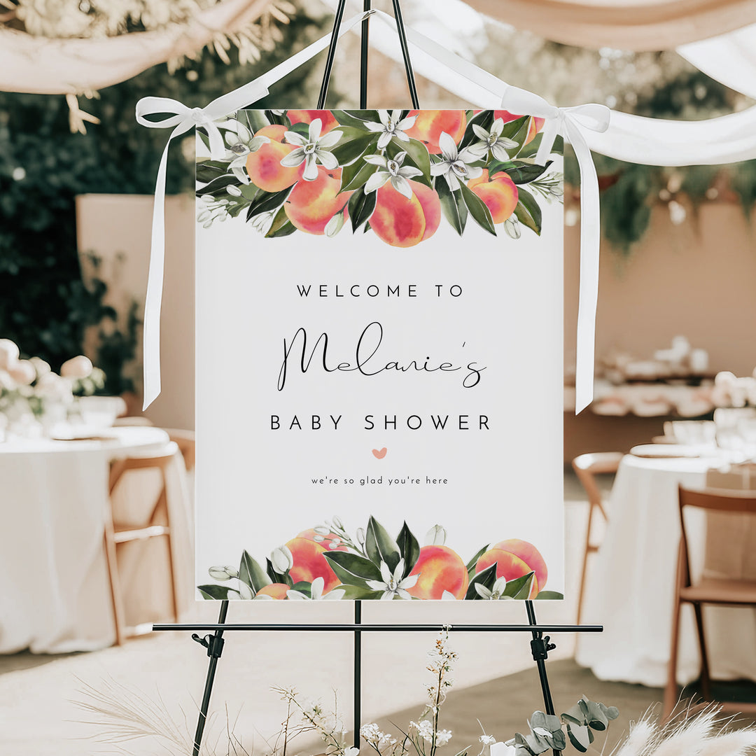 SAVANNAH Little Peach Baby Shower Welcome Sign