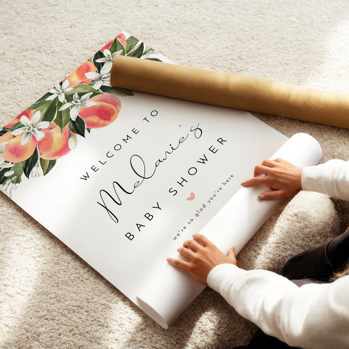 SAVANNAH Little Peach Baby Shower Welcome Sign