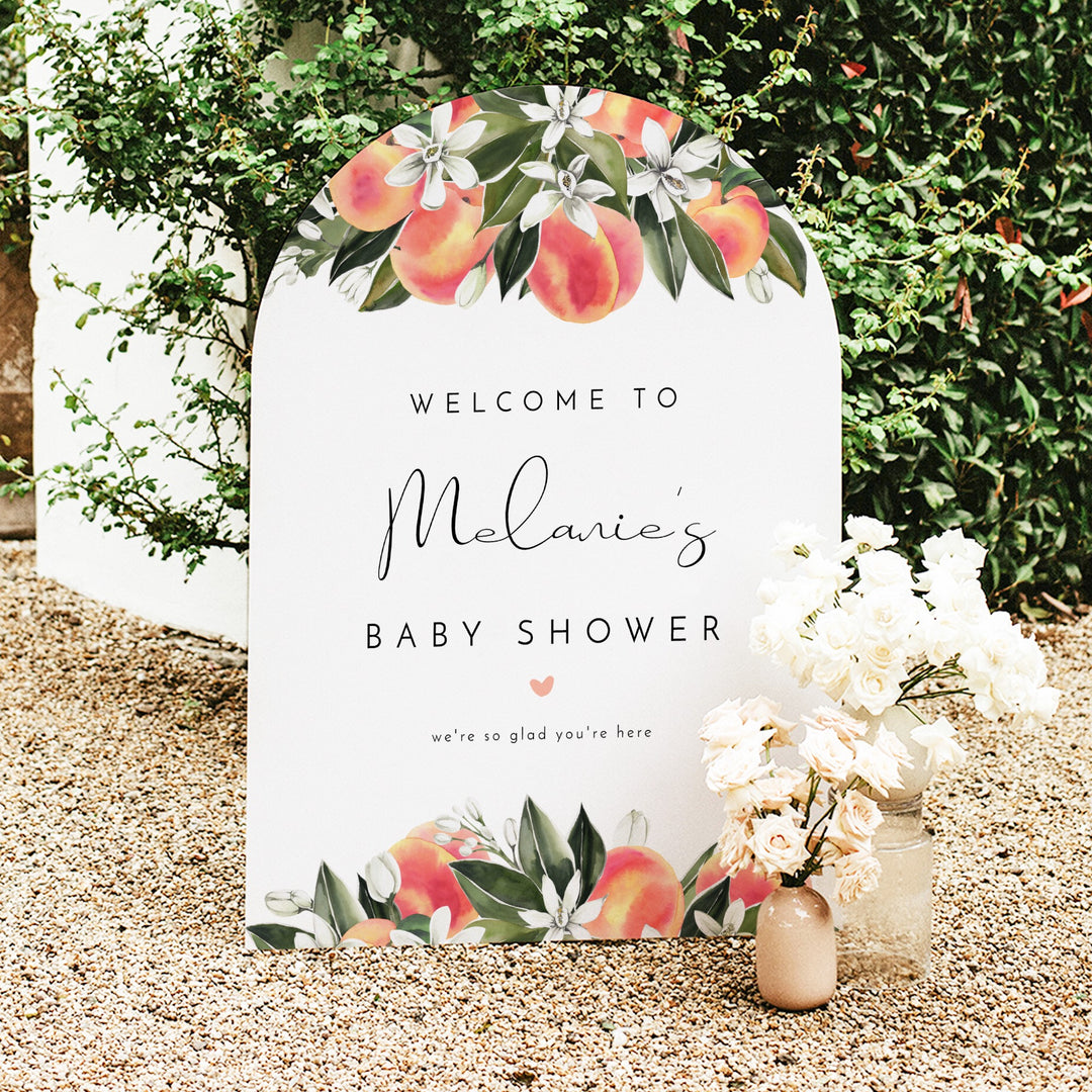 SAVANNAH Little Peach Baby Shower Welcome Sign