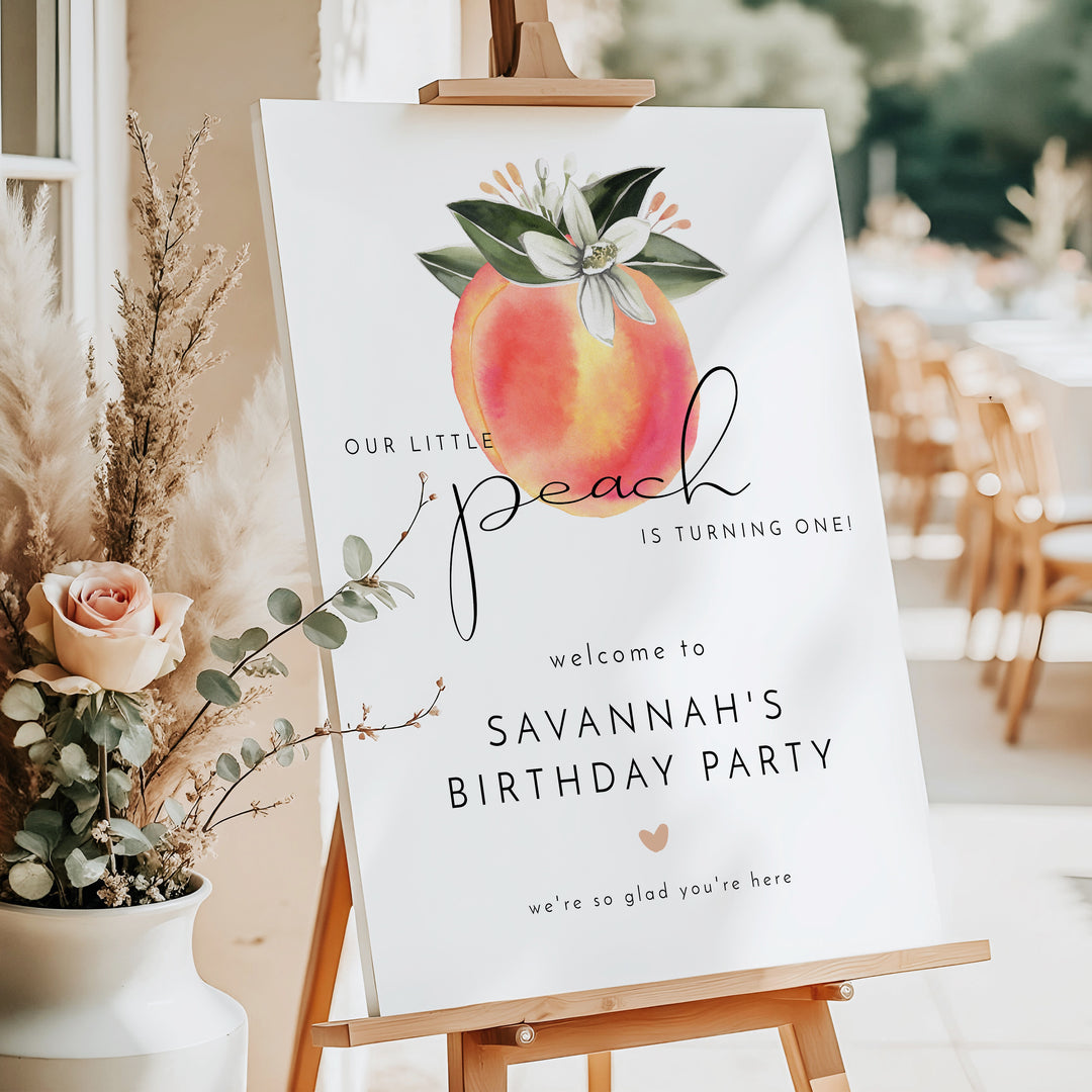 SAVANNAH Little Peach First Birthday Party Welcome Sign