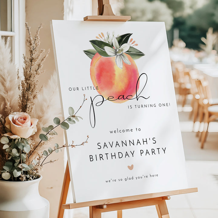 SAVANNAH Little Peach First Birthday Party Welcome Sign