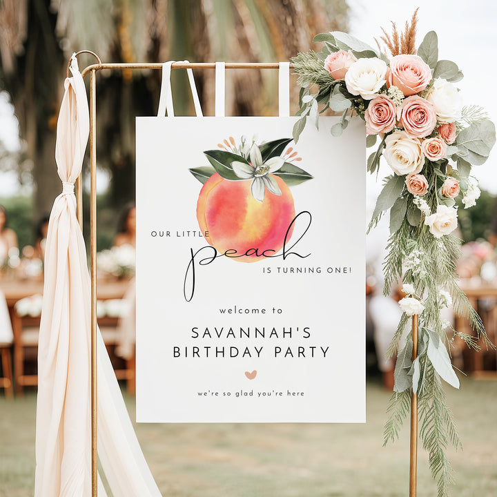 SAVANNAH Little Peach First Birthday Party Welcome Sign