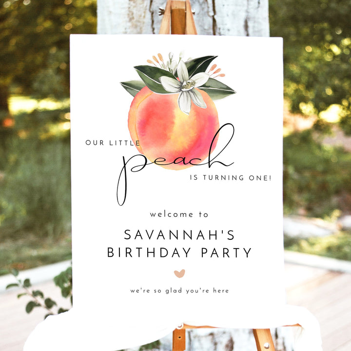 SAVANNAH Little Peach First Birthday Party Welcome Sign