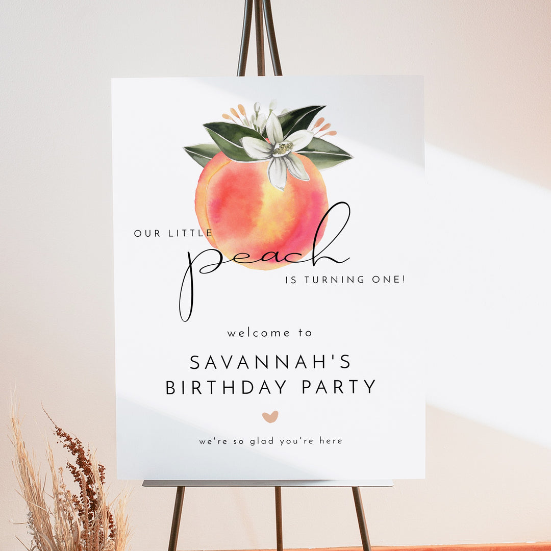 SAVANNAH Little Peach First Birthday Party Welcome Sign