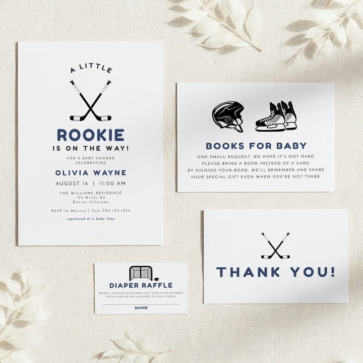 WAYNE Little Rookie Hockey Baby Shower Invitation Bundle